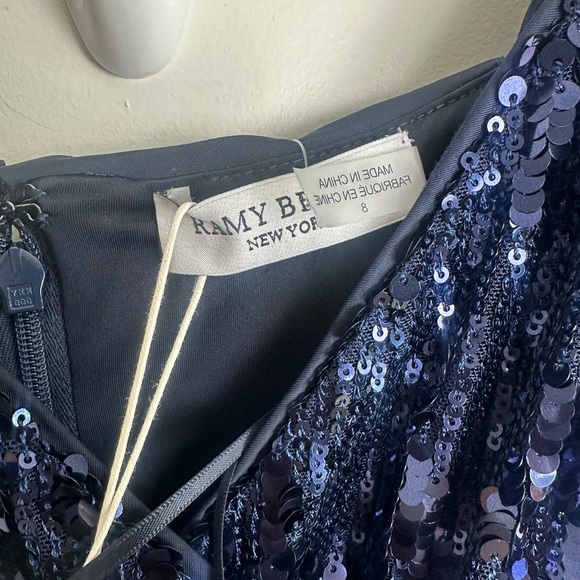 NWT Ramy Brook Leanne Midi Navy Sequin Event Side Slit Dress Size 8 - Picture 5 of 6